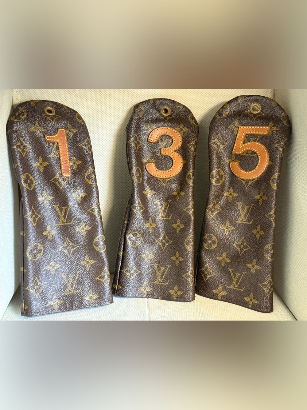 3 SET OF Louis Vuitton Monogram Protégé Bois M58243 Auth VINTAGE GOLF CLUB COVER
